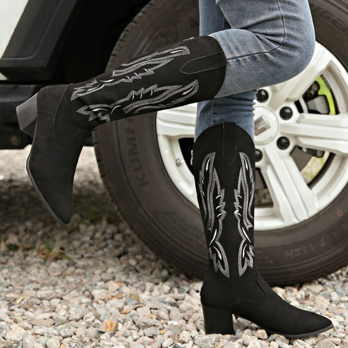 Point Toe Block Heels Boots