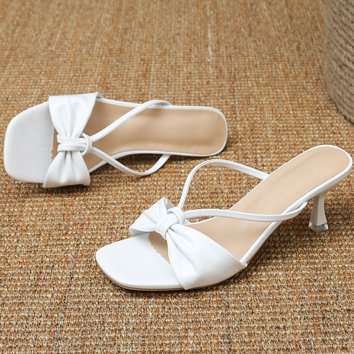 Square Toe Kitten Heels Sandals