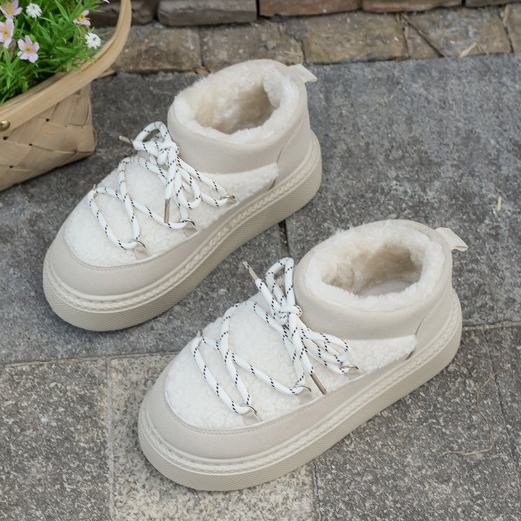 Cozy Plush Lined Lace-Up Platform Winter Boots