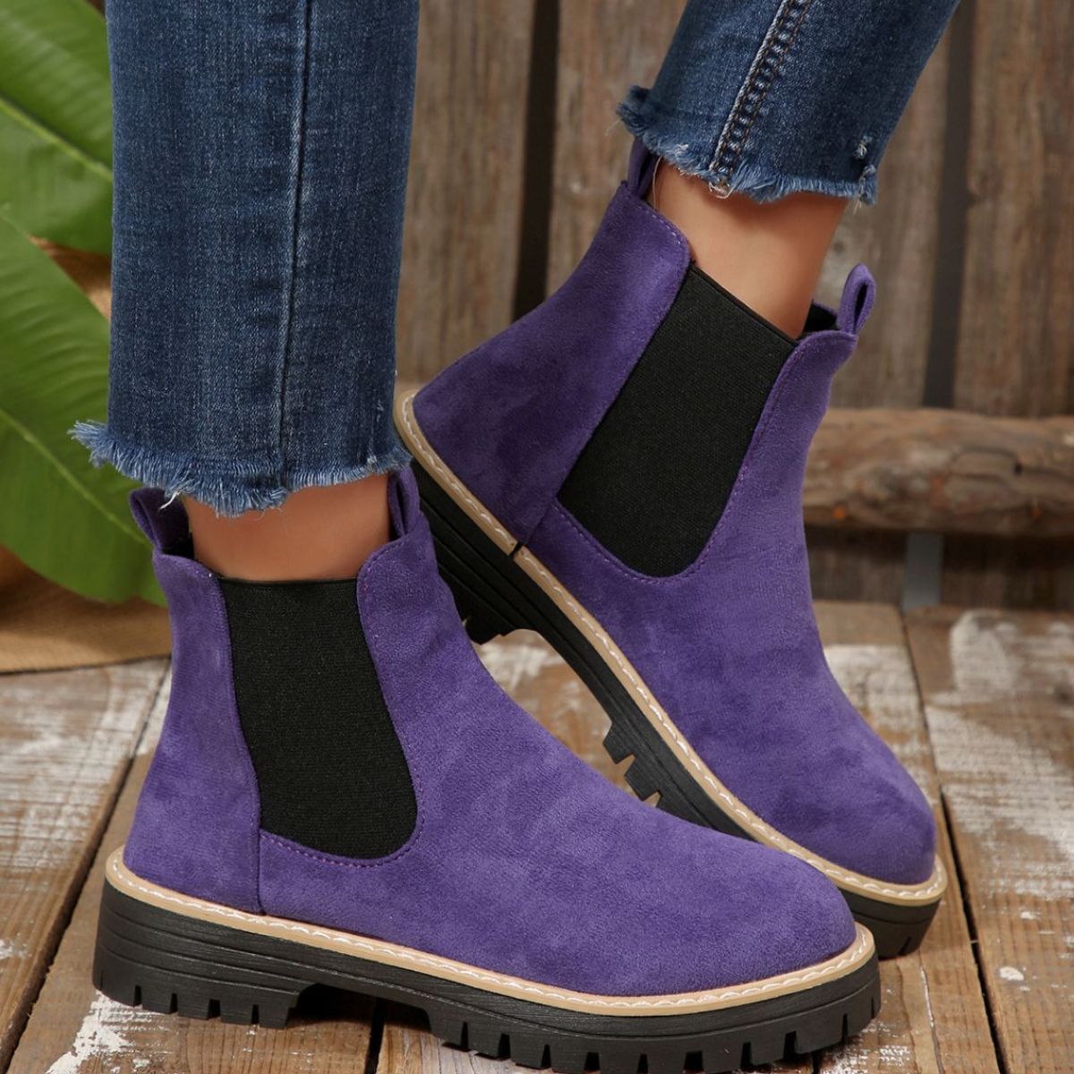 Round Toe Block Heels Boots