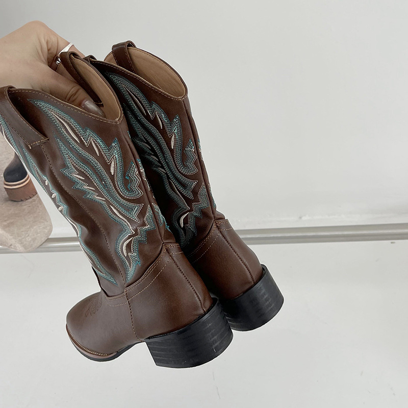 Round Toe Block Heels Boots