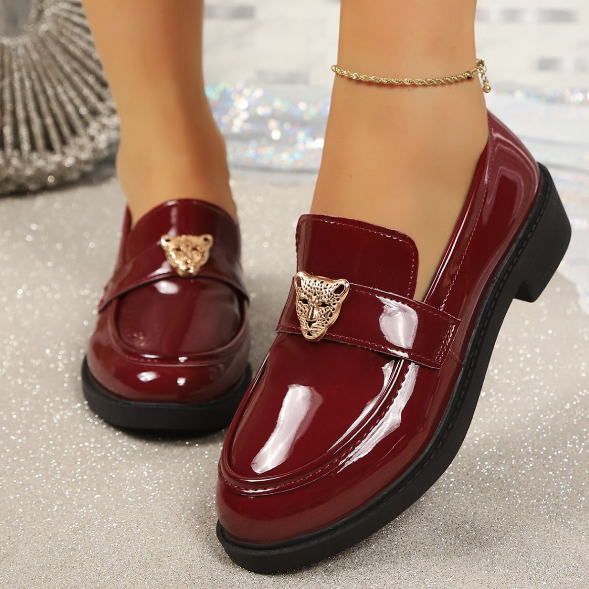 Round Toe Block Heel Loafers
