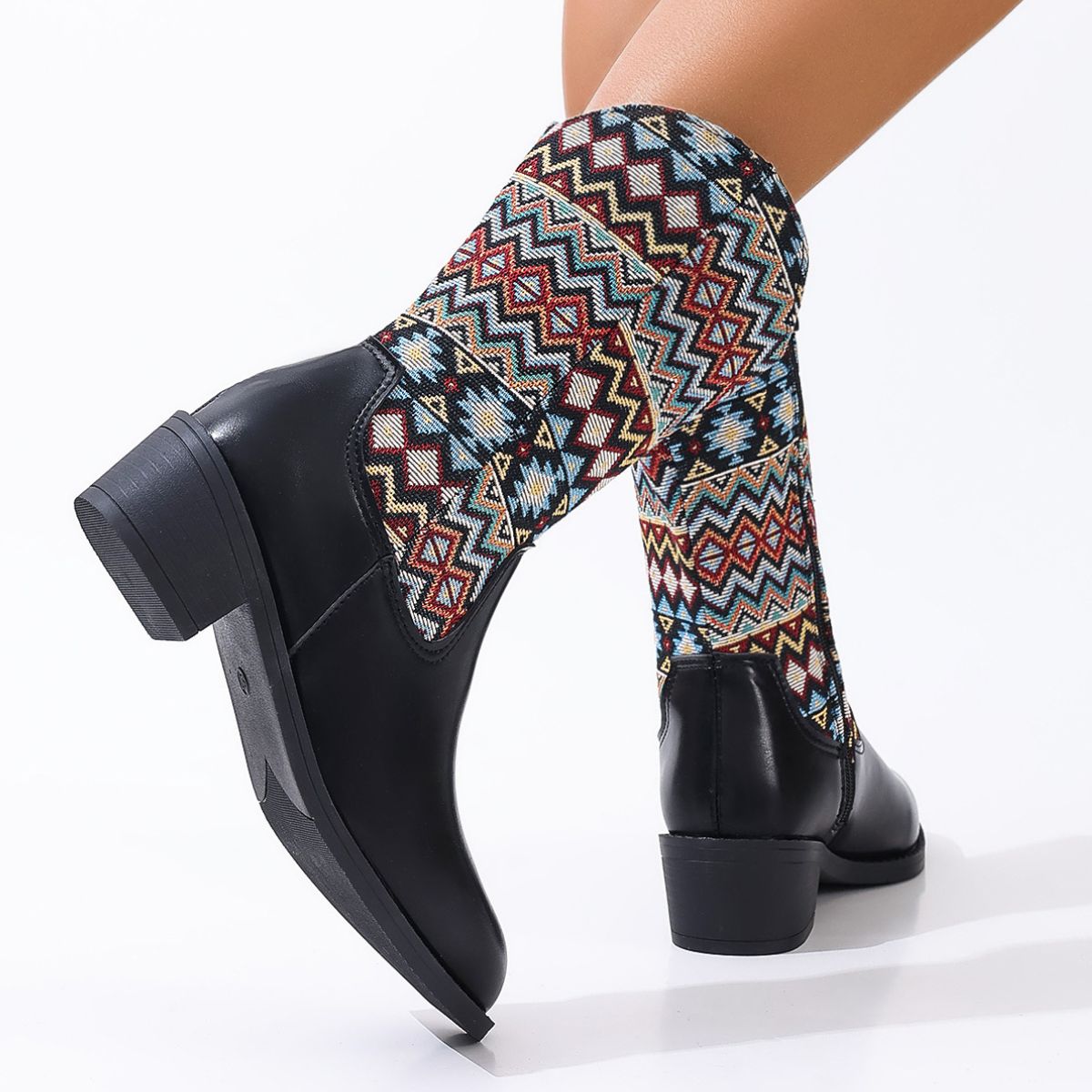 Point Toe Block Heels Boots