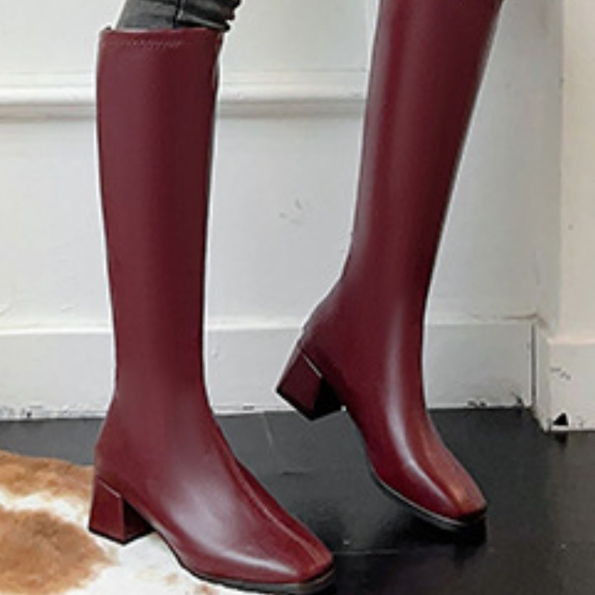 Square Toe Block Heels Boots