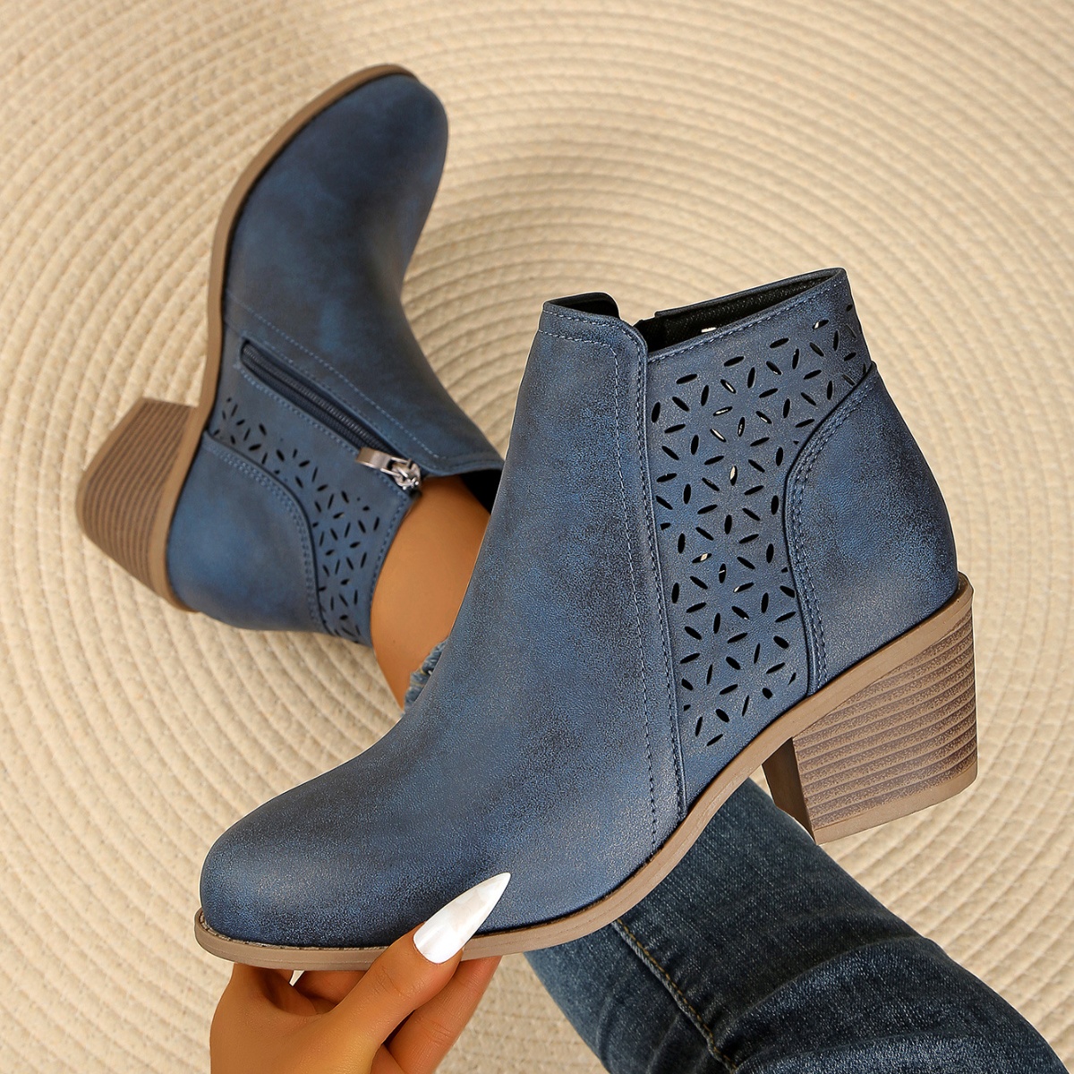 Point Toe Block Heels Boots