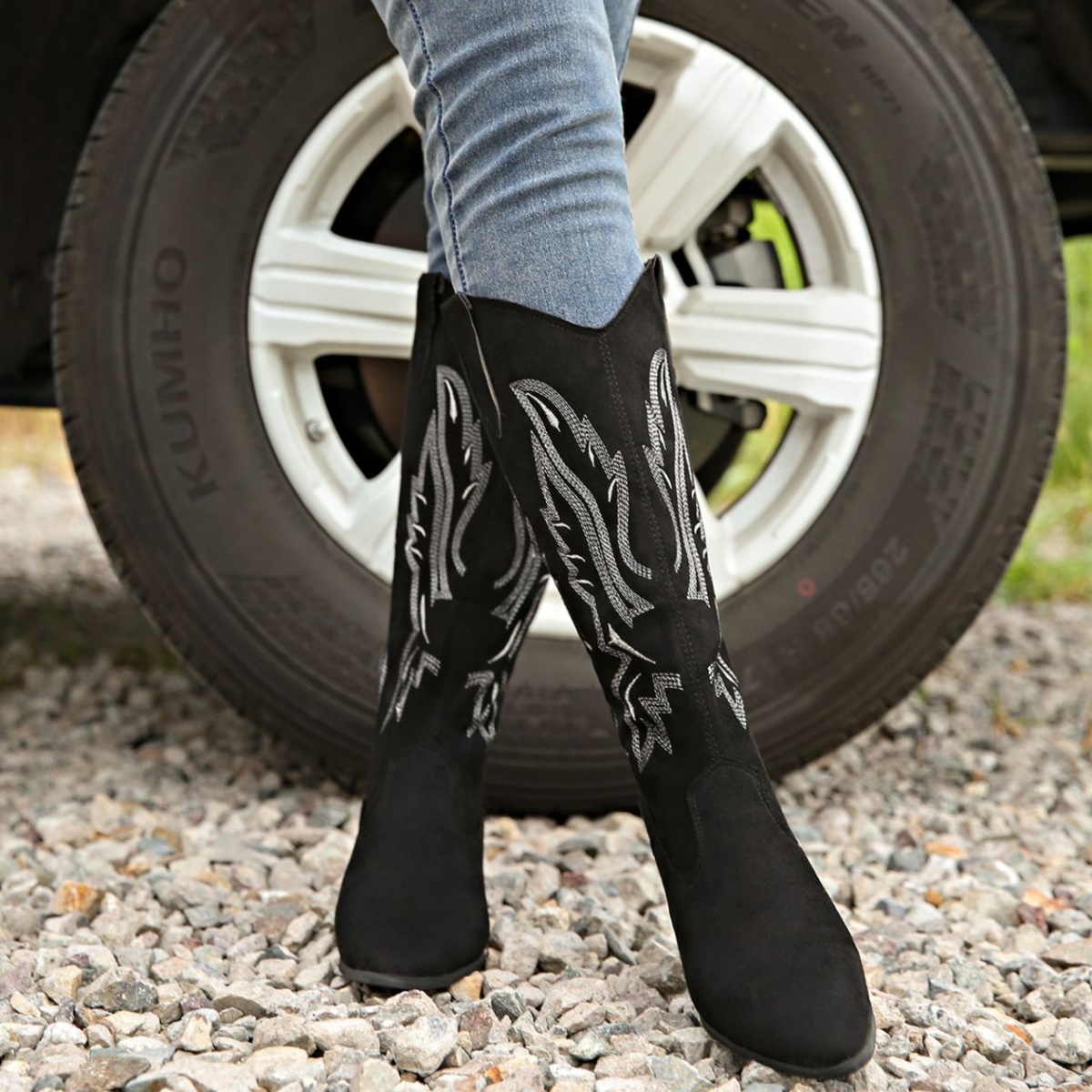 Point Toe Block Heels Boots