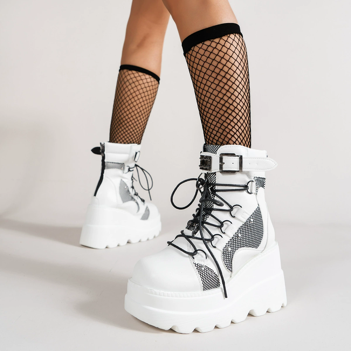 Lace Up Platform Wedge Boots