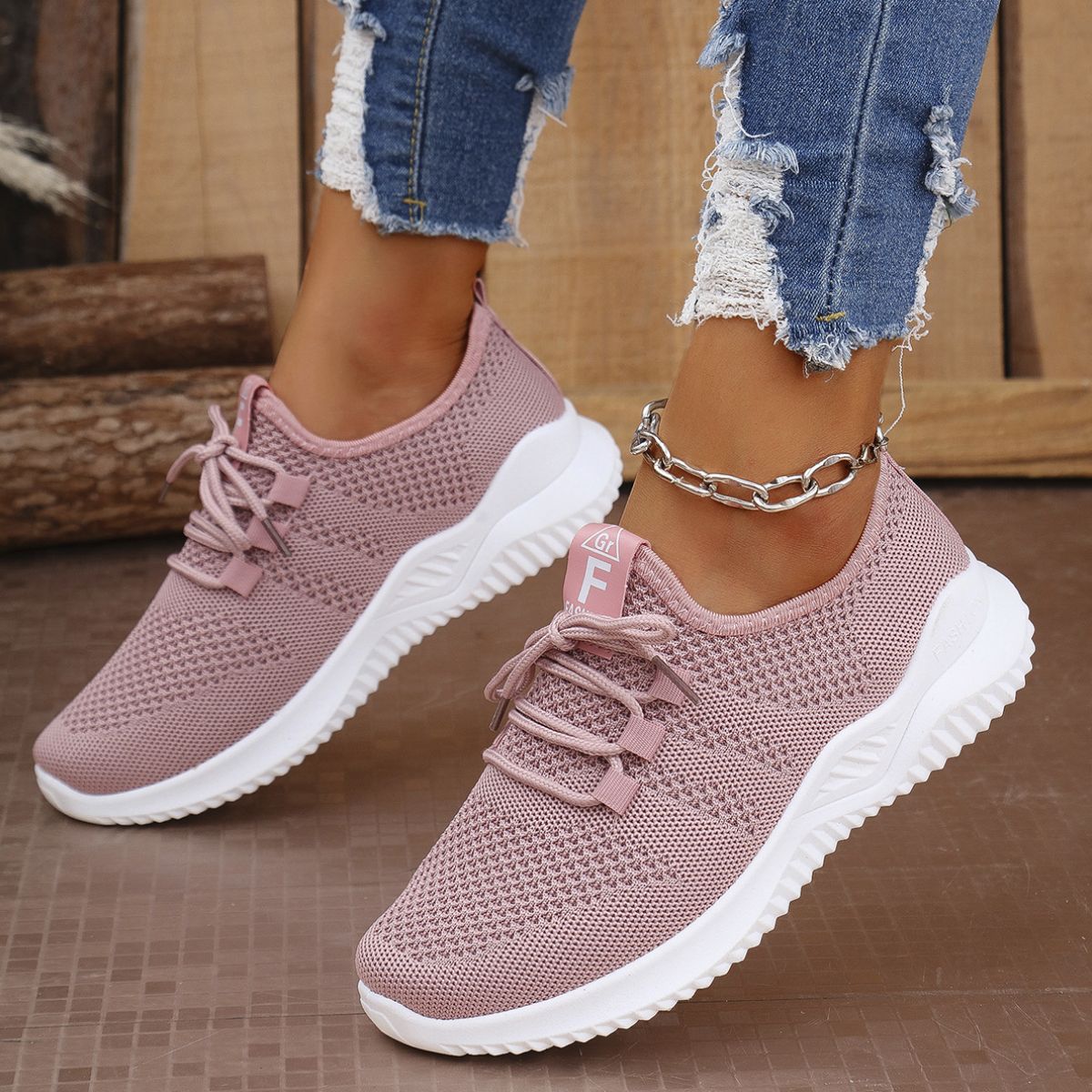 Breathable Mesh Lace Up Athletic