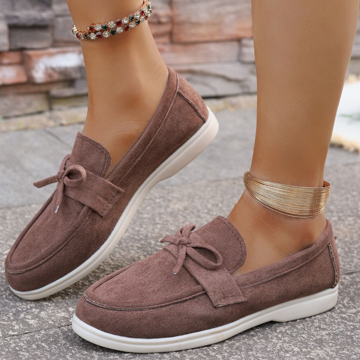 Bow Round Toe Slip-Ons