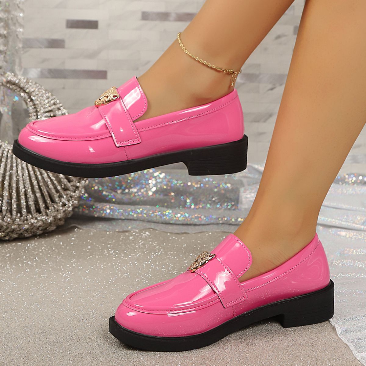 Round Toe Block Heel Loafers