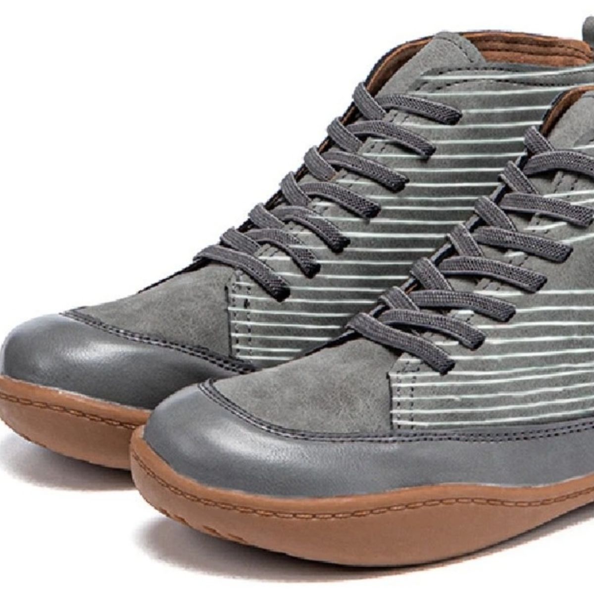 Cat Print Striped Ankle Sneakers
