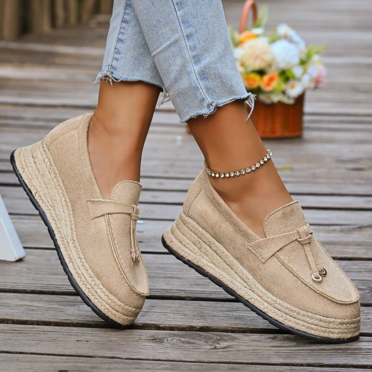 Round Toe Platform Slip-Ons