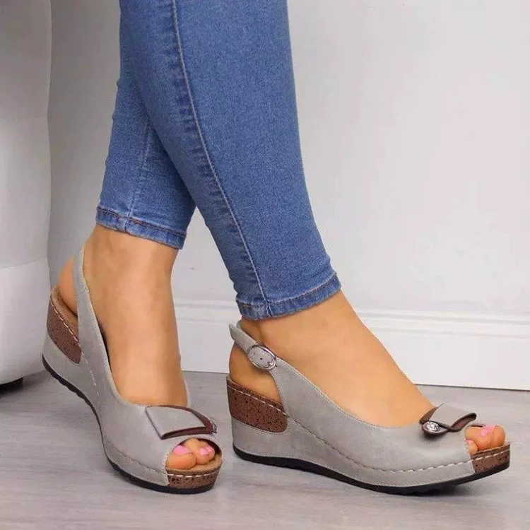 Peep Toe Wedge Sandals
