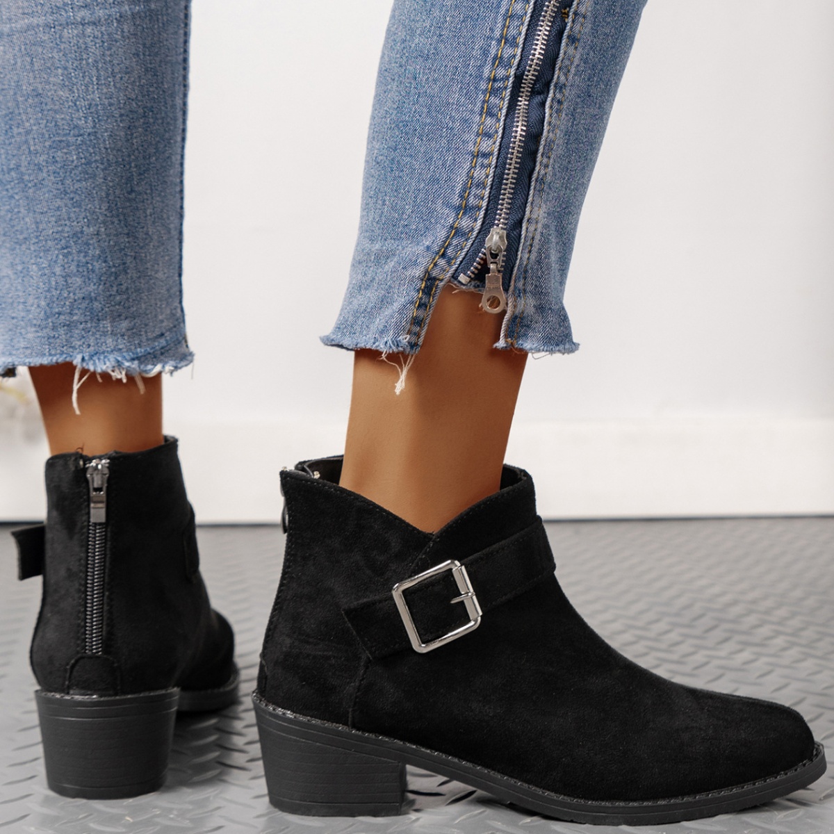 Point Toe Block Heels Boots