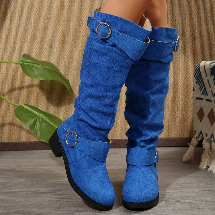Buckle Accent Slouch Boots