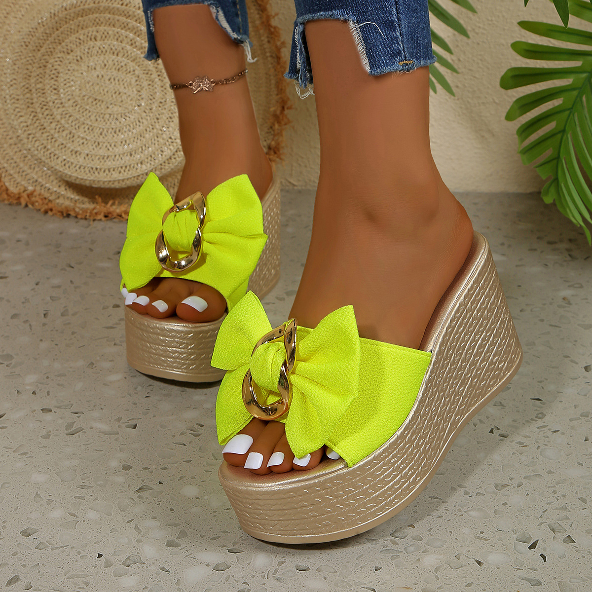 Bow Open Toe Platform Sandals
