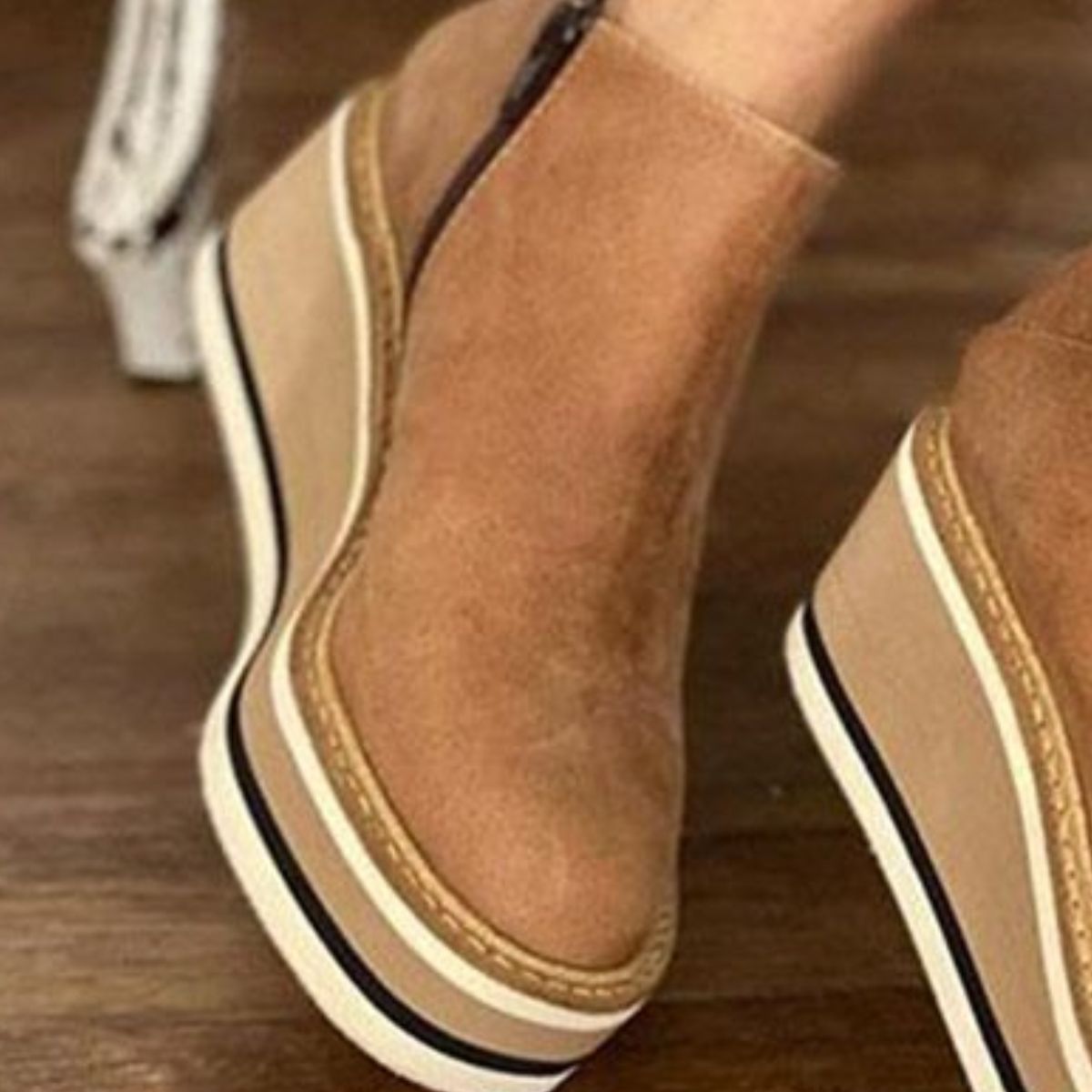 Ankle Wedge Boots with Zipper