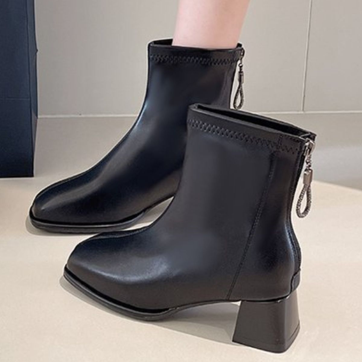 Square Toe Block Heels Boots
