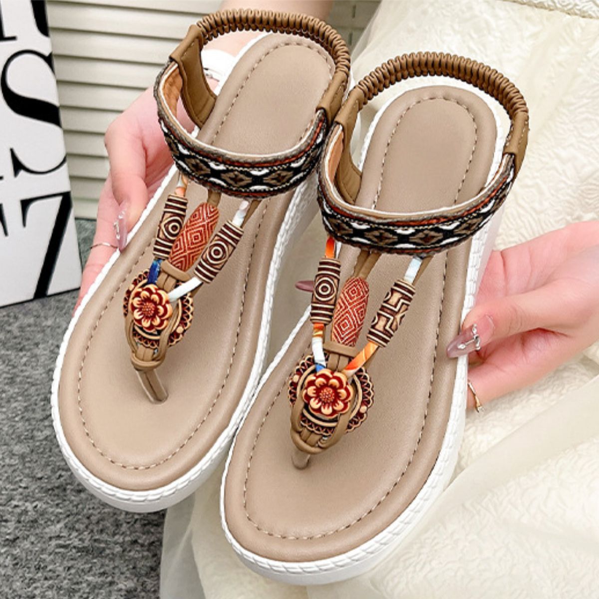 Toe Post Wedge Sandals