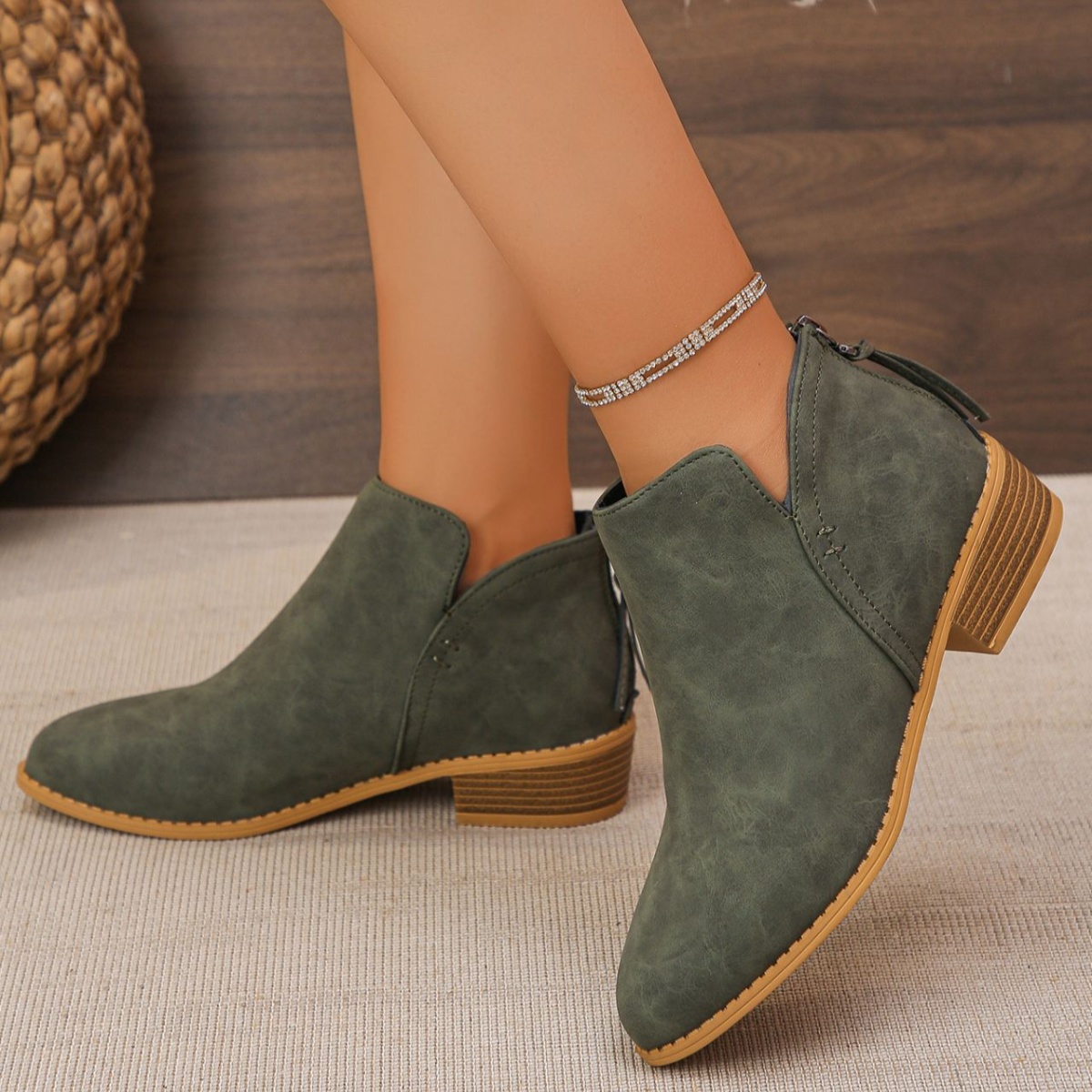 Point Toe Block Heels Boots