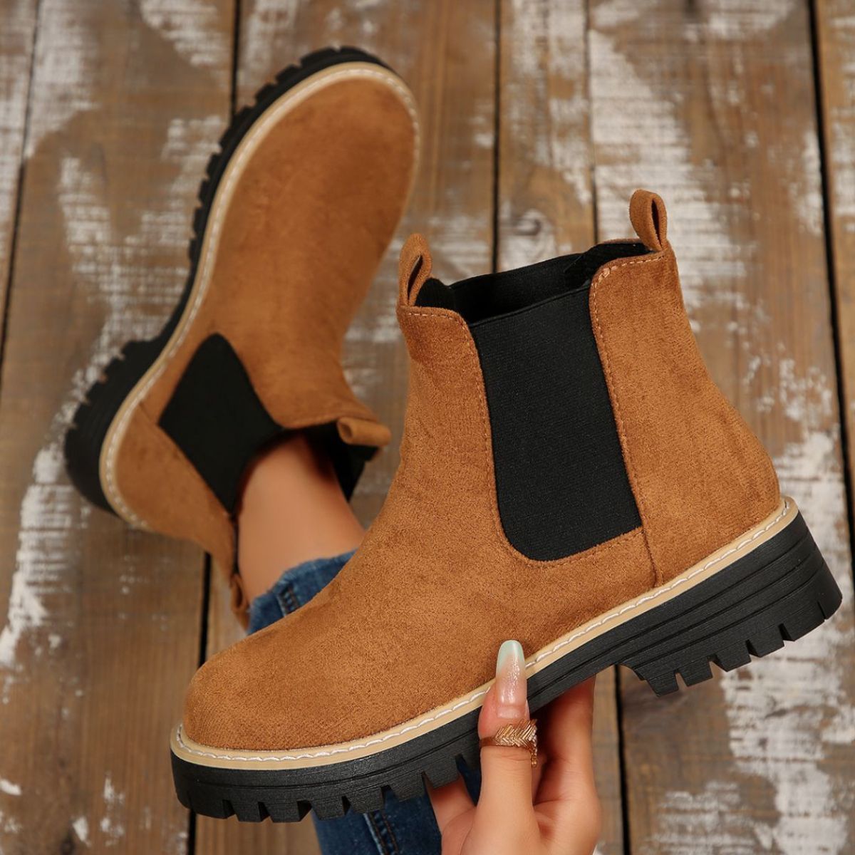 Round Toe Block Heels Boots
