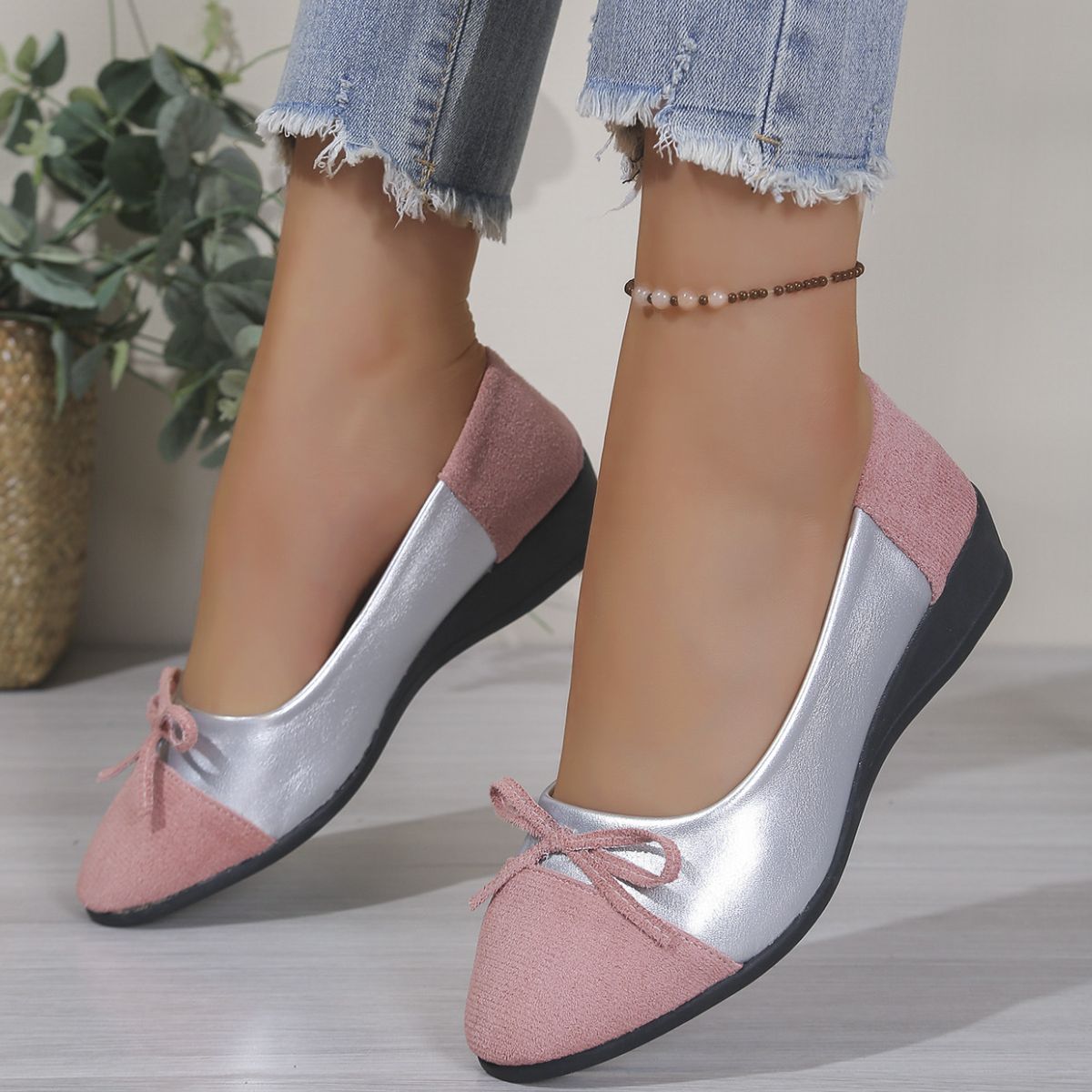 Bow Accent Two-Tone Slip-Ons
