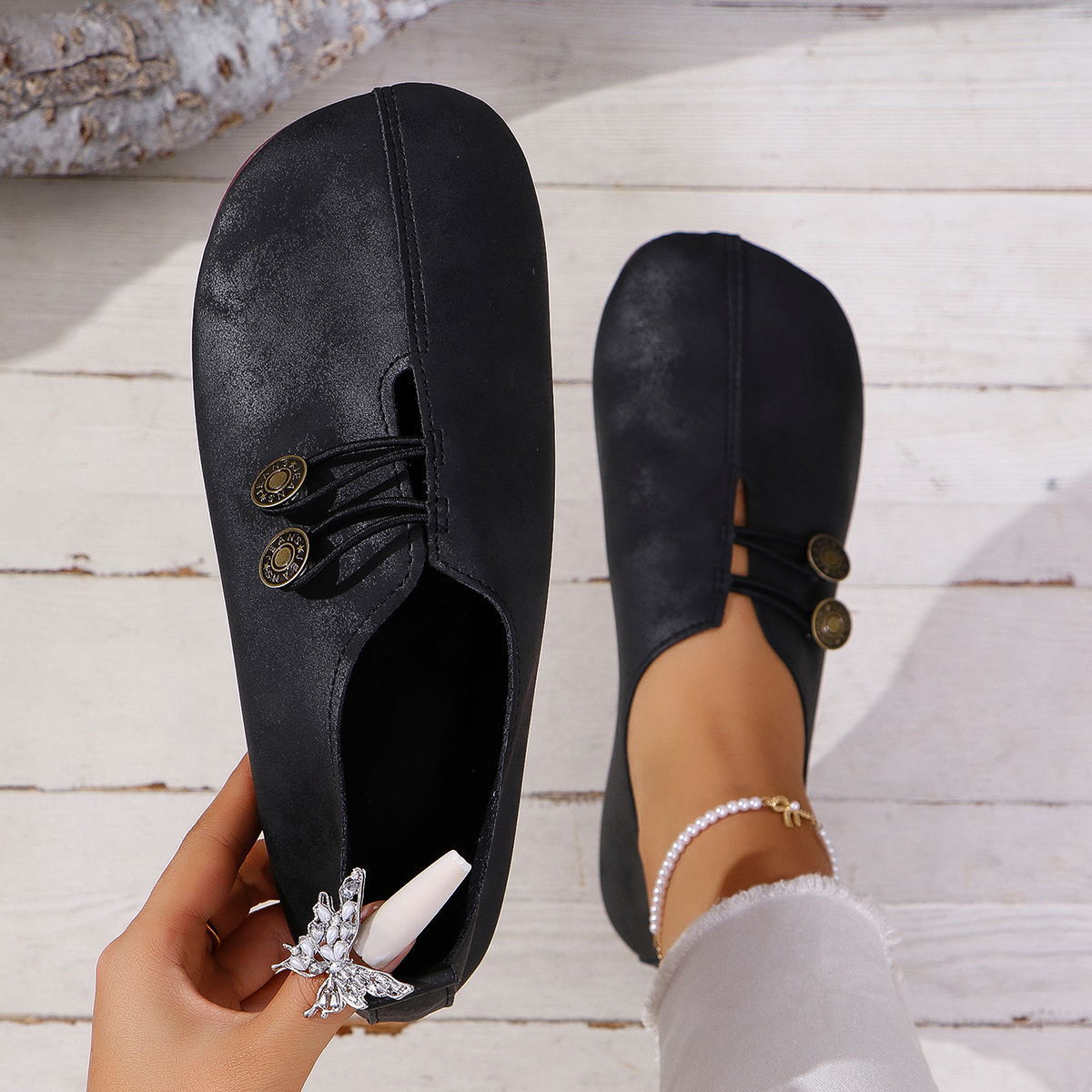Round Toe Flat Slip-Ons