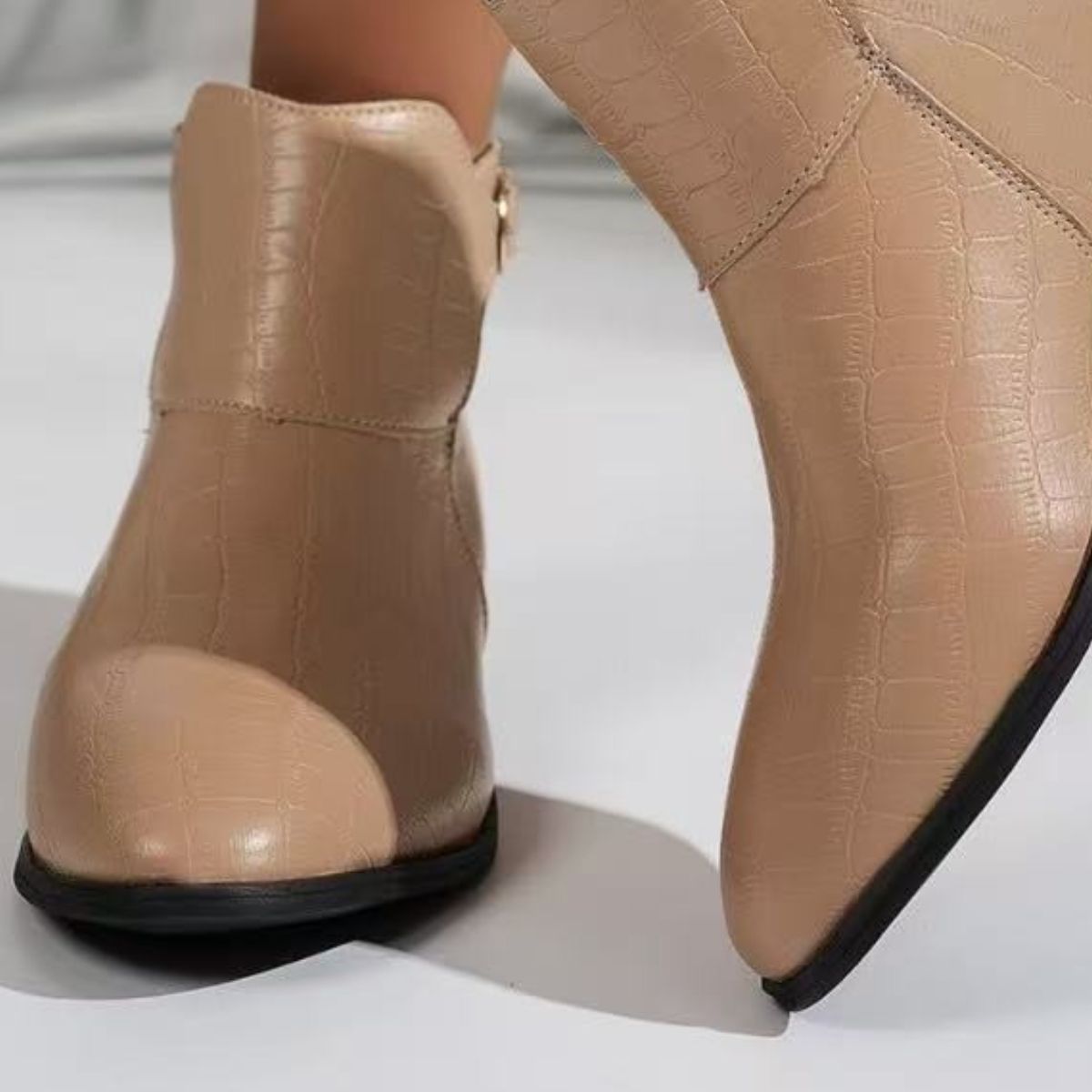 Point Toe Block Heels Boots