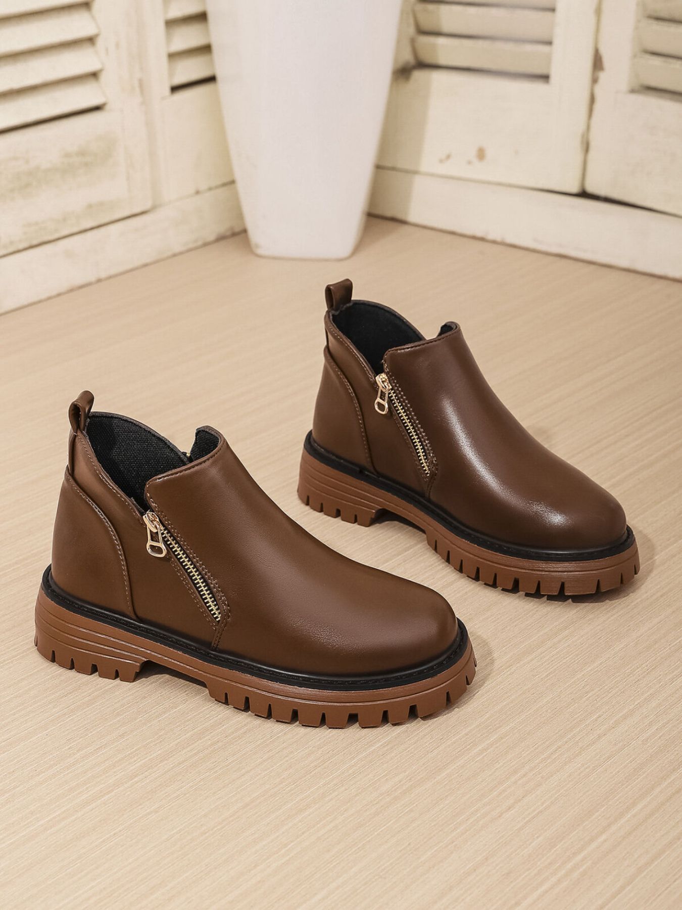 Leather Chelsea Boots with Side Zipper