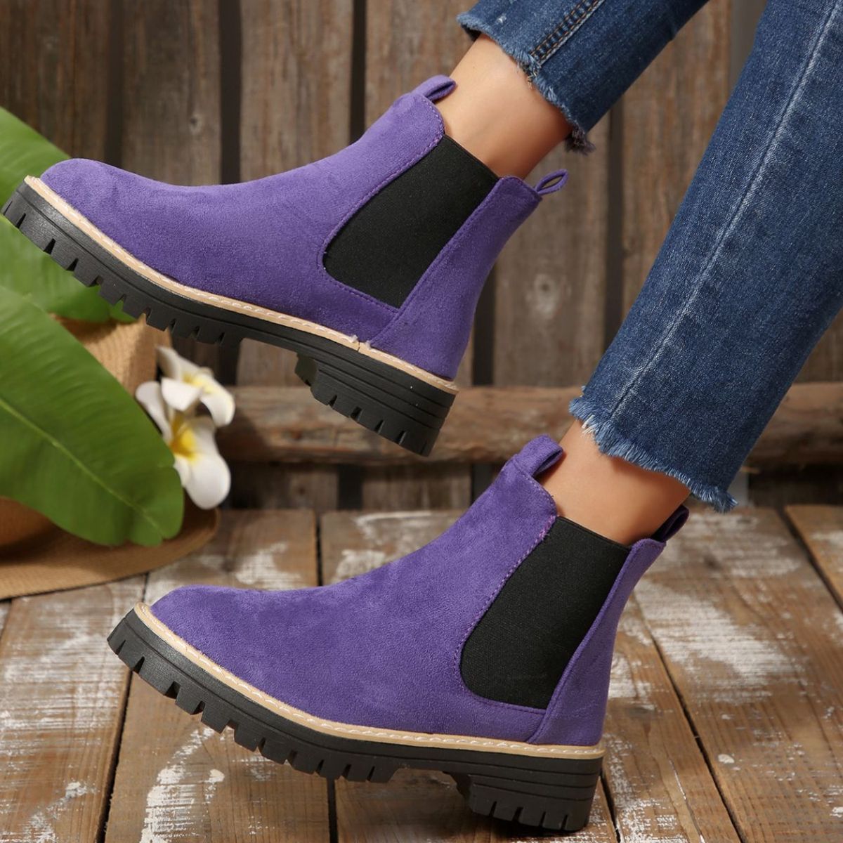 Round Toe Block Heels Boots