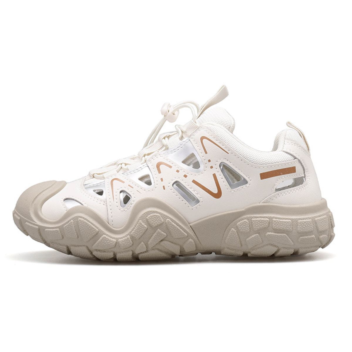 Elastic Lock Laces Round Toe Platform Contrast Athletic
