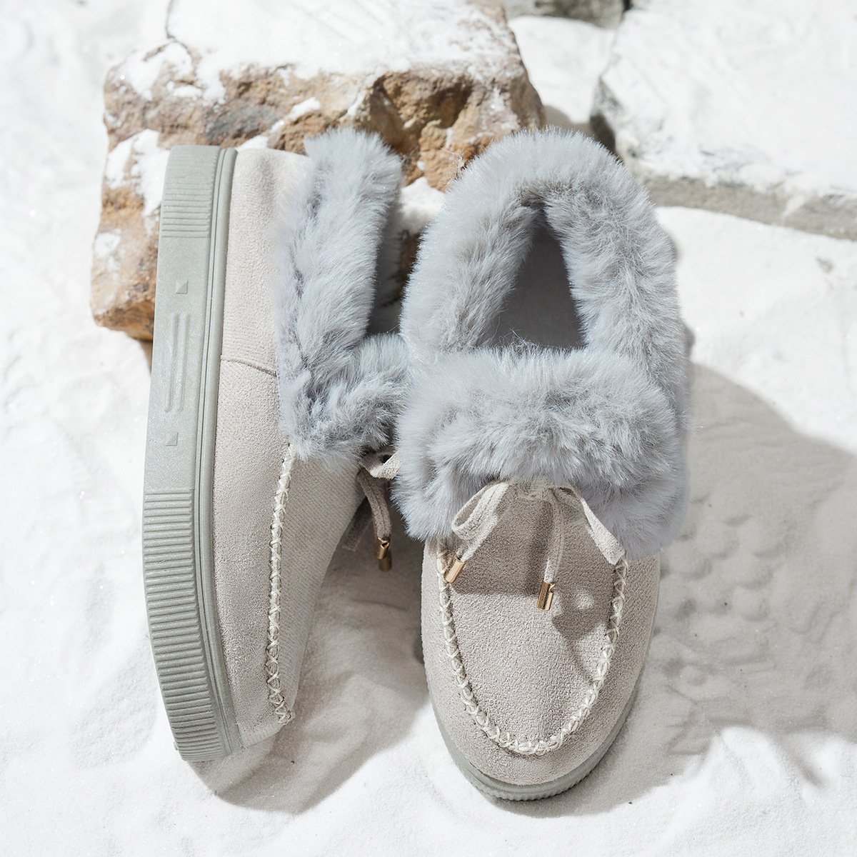 Fuzzy Round Toe Slip-Ons