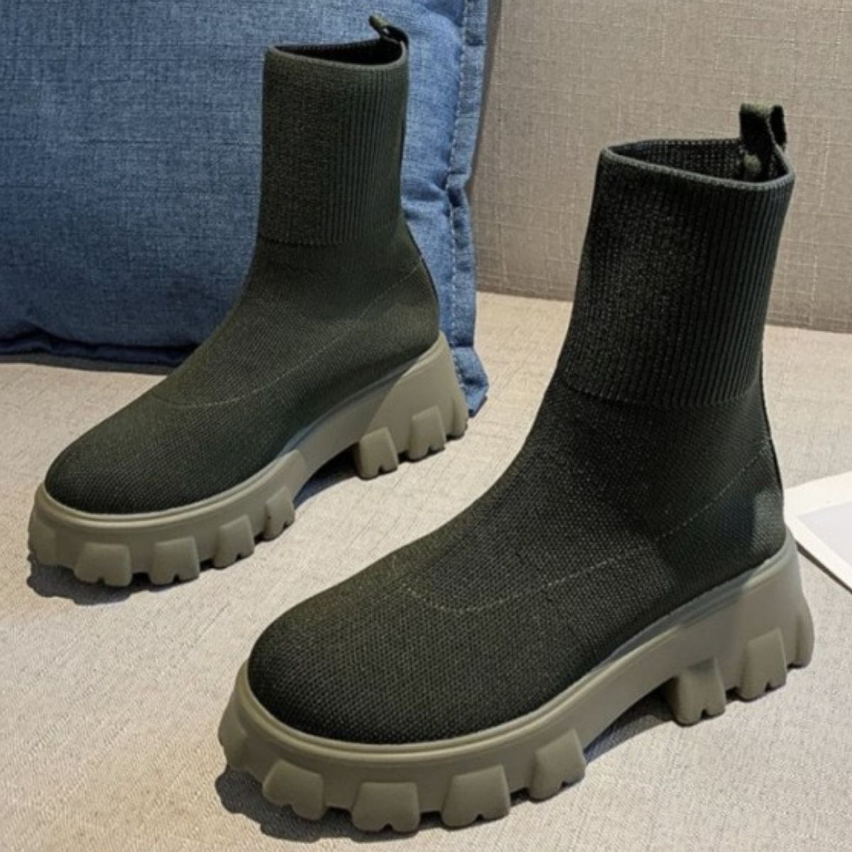 Round Toe Block Heels Boots