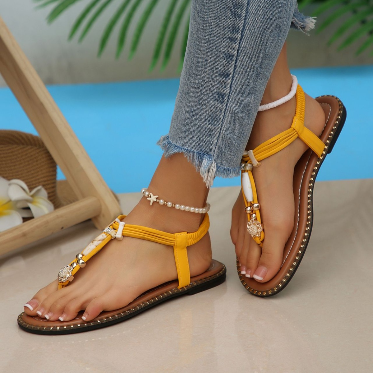 Toe Post Sandals with Ankle Strap