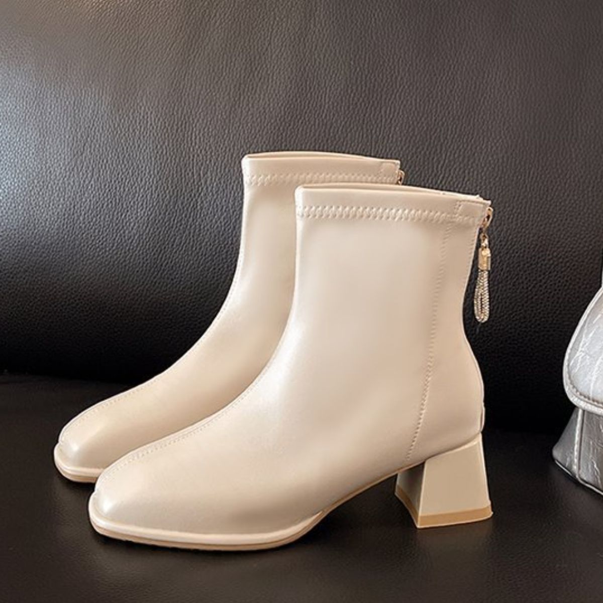 Square Toe Block Heels Boots