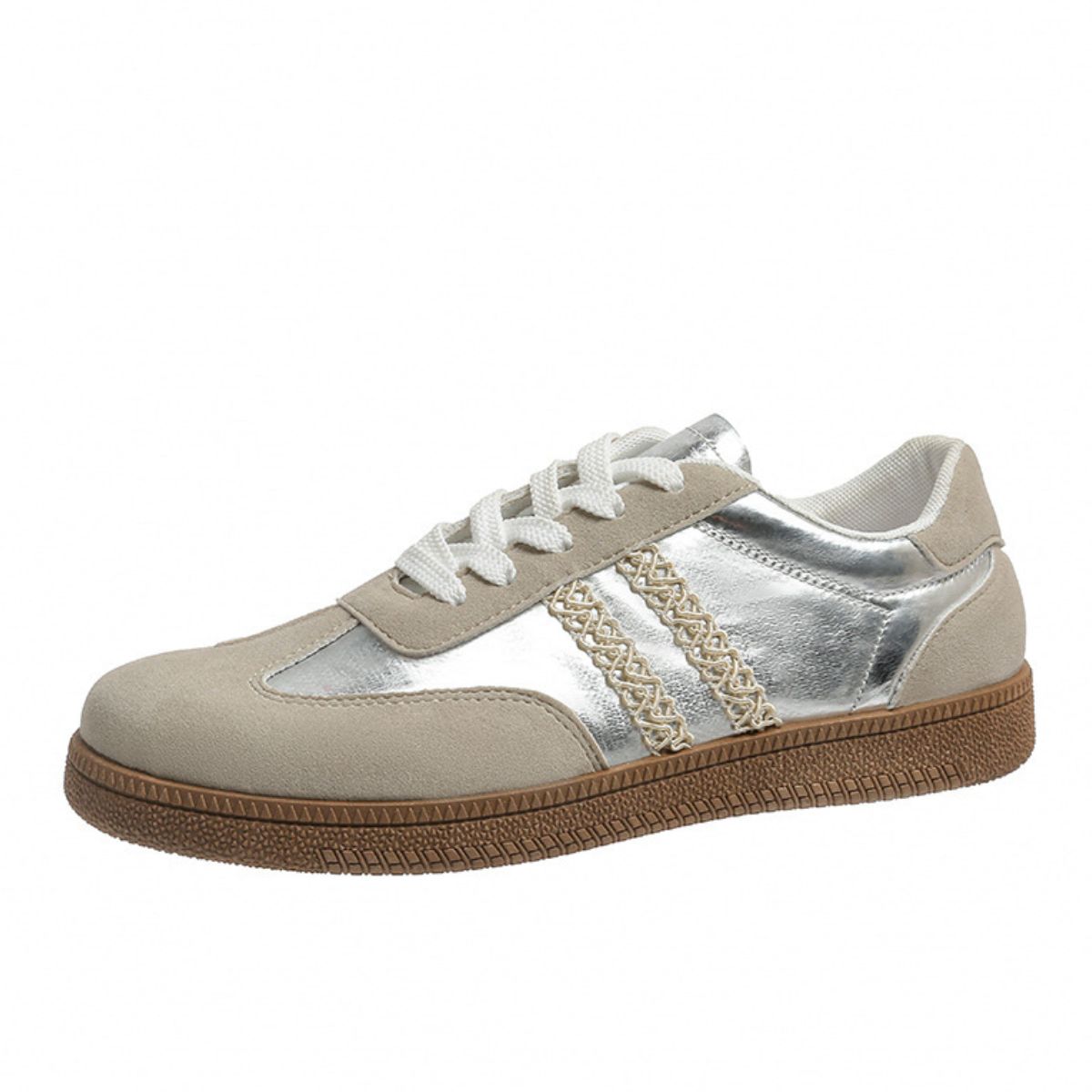 Side Striped Round Toe Contrast Sneakers