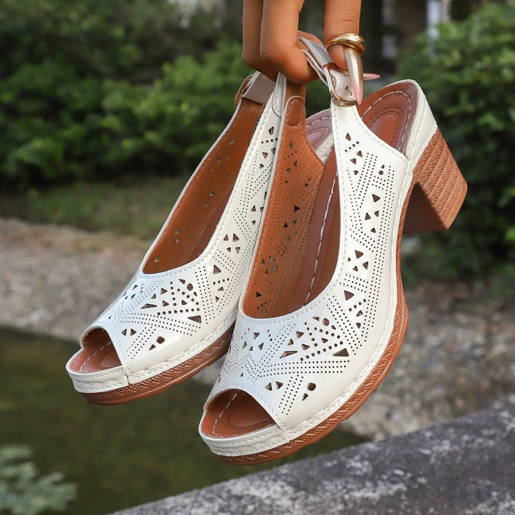 Open Toe Block Heels Sandals