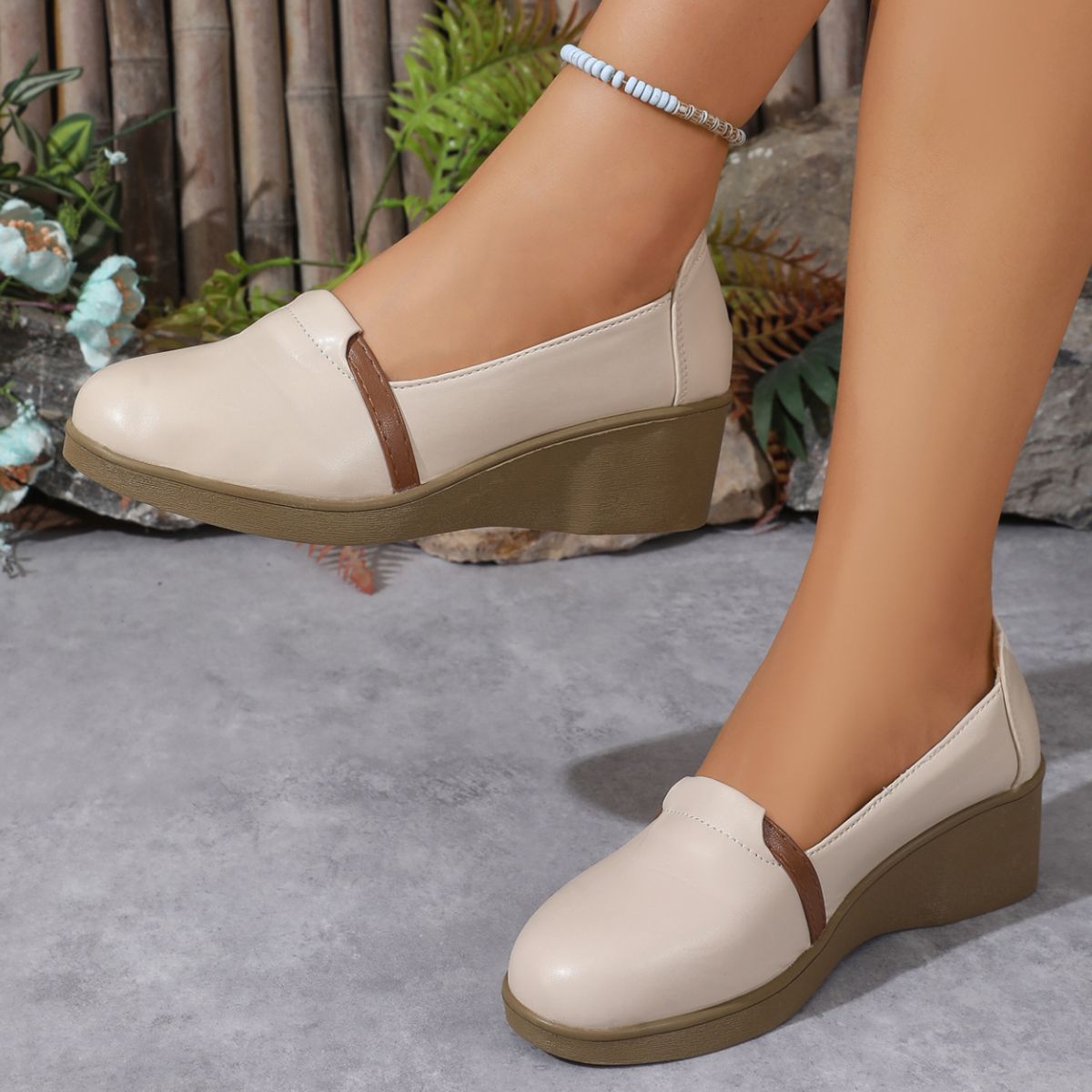 Comfortable Slip-Ons with Wedge Heel
