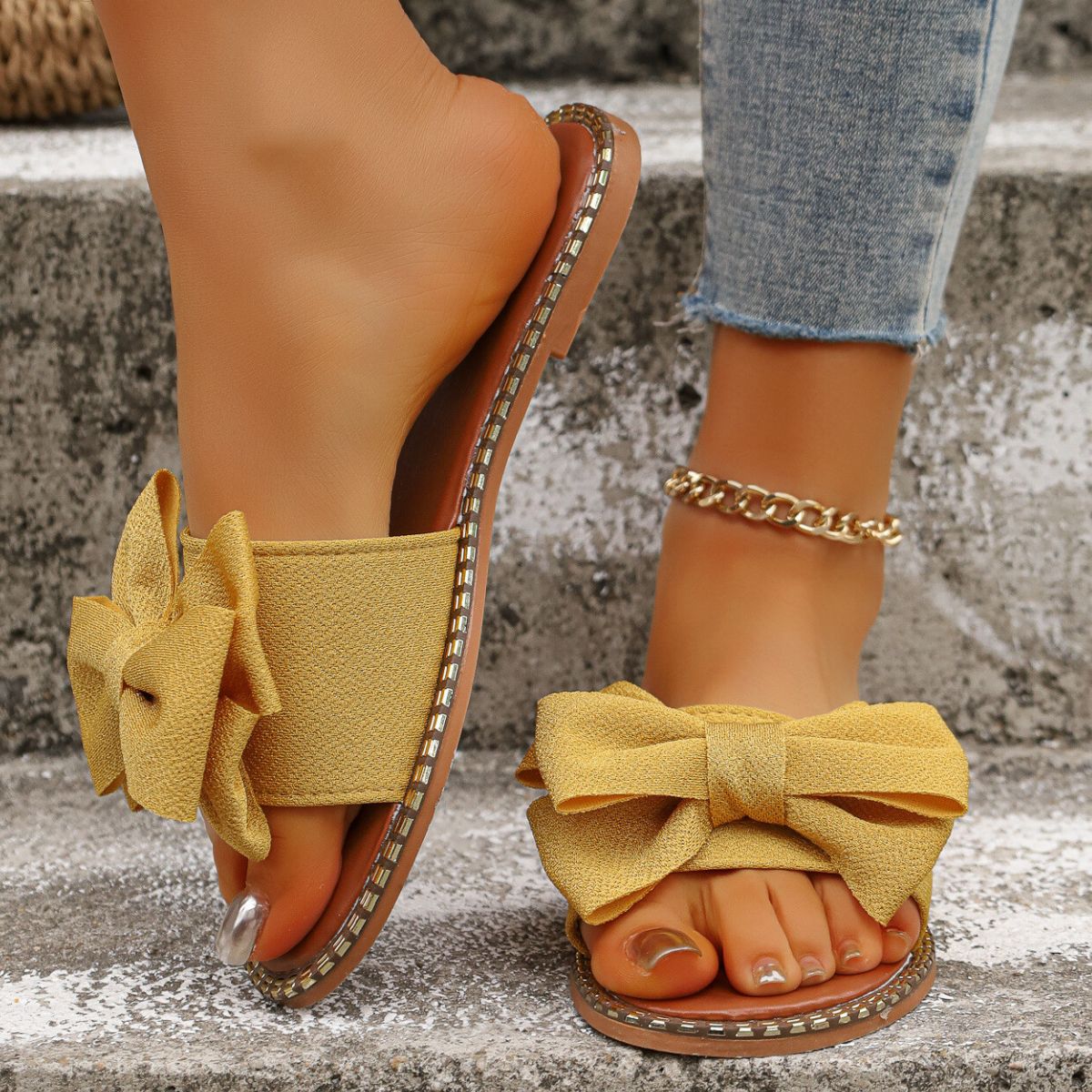 Bowknot Embellished Flat Sandals