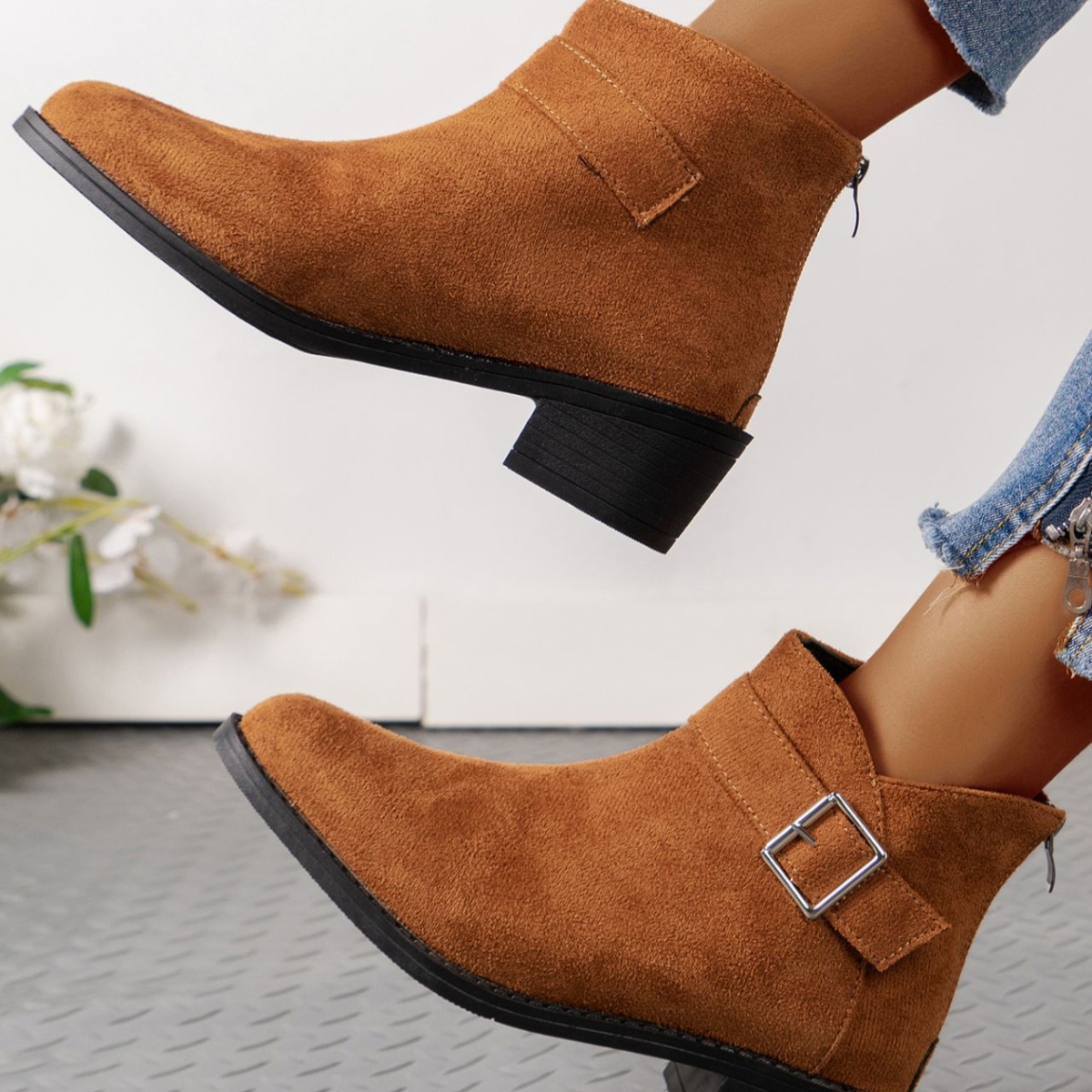 Point Toe Block Heels Boots