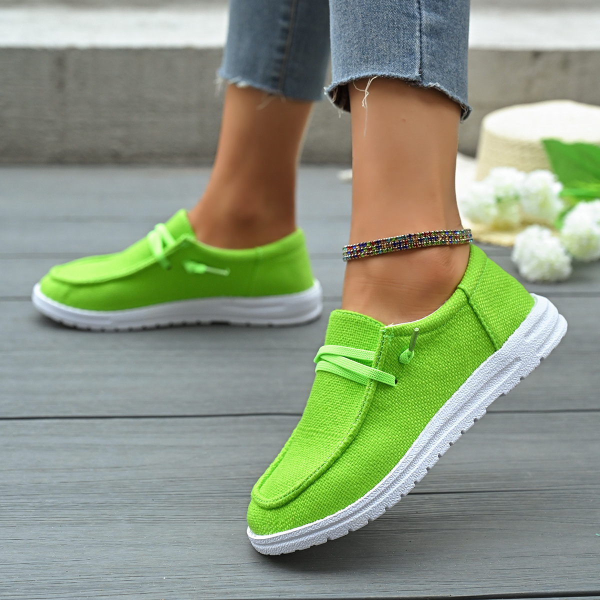 Round Toe Canvas Slip-Ons