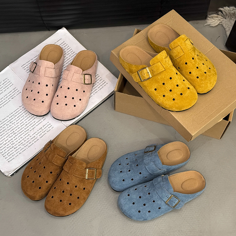 Hollow Out Buckle Strap Slip-Ons