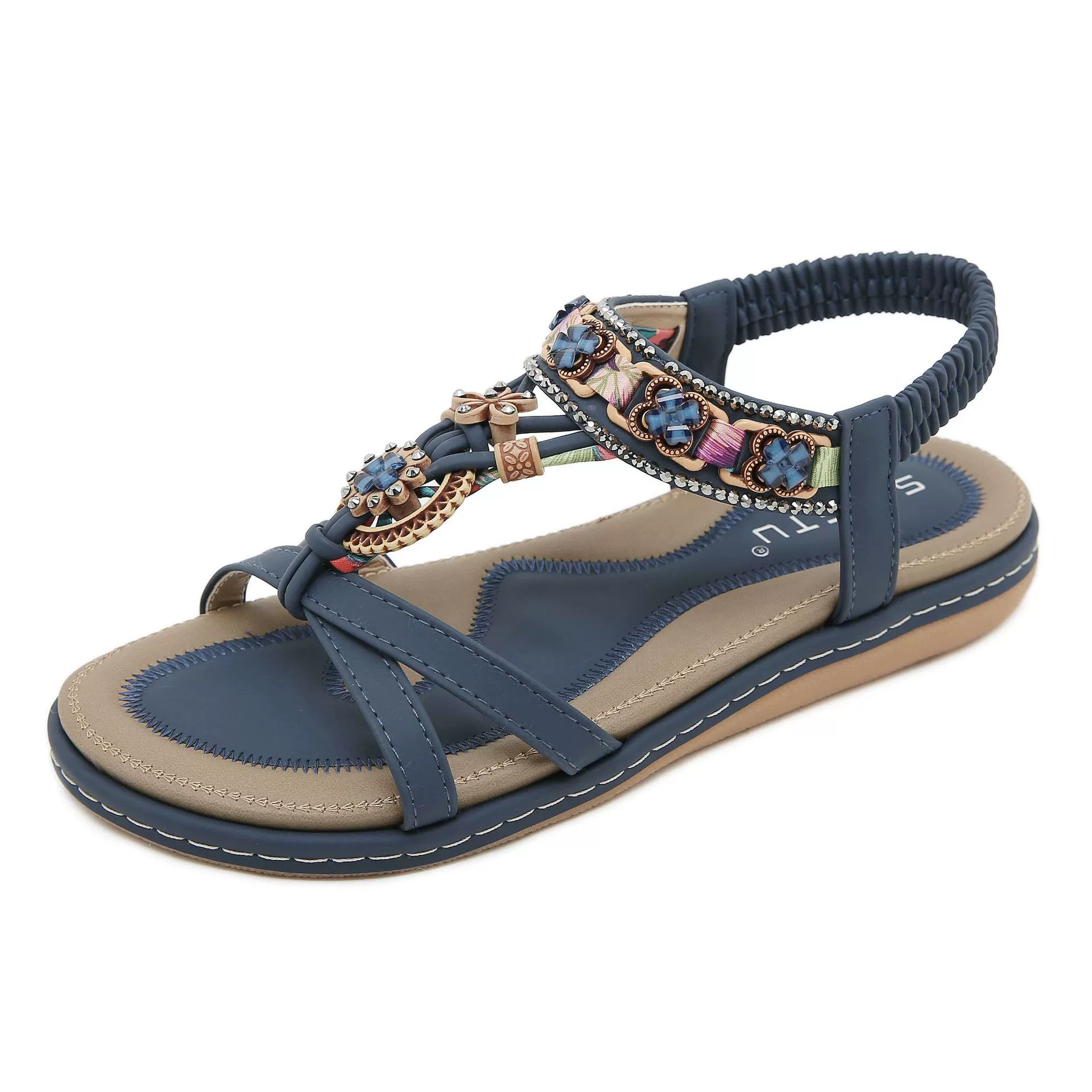 Rivet Decor Open Toe Flats Sandals