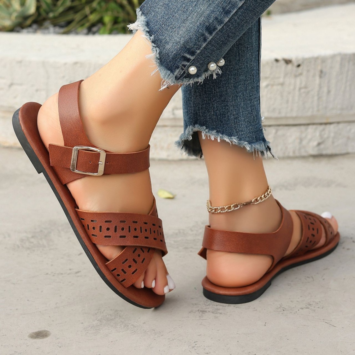 Crisscross Ankle Strap Sandals