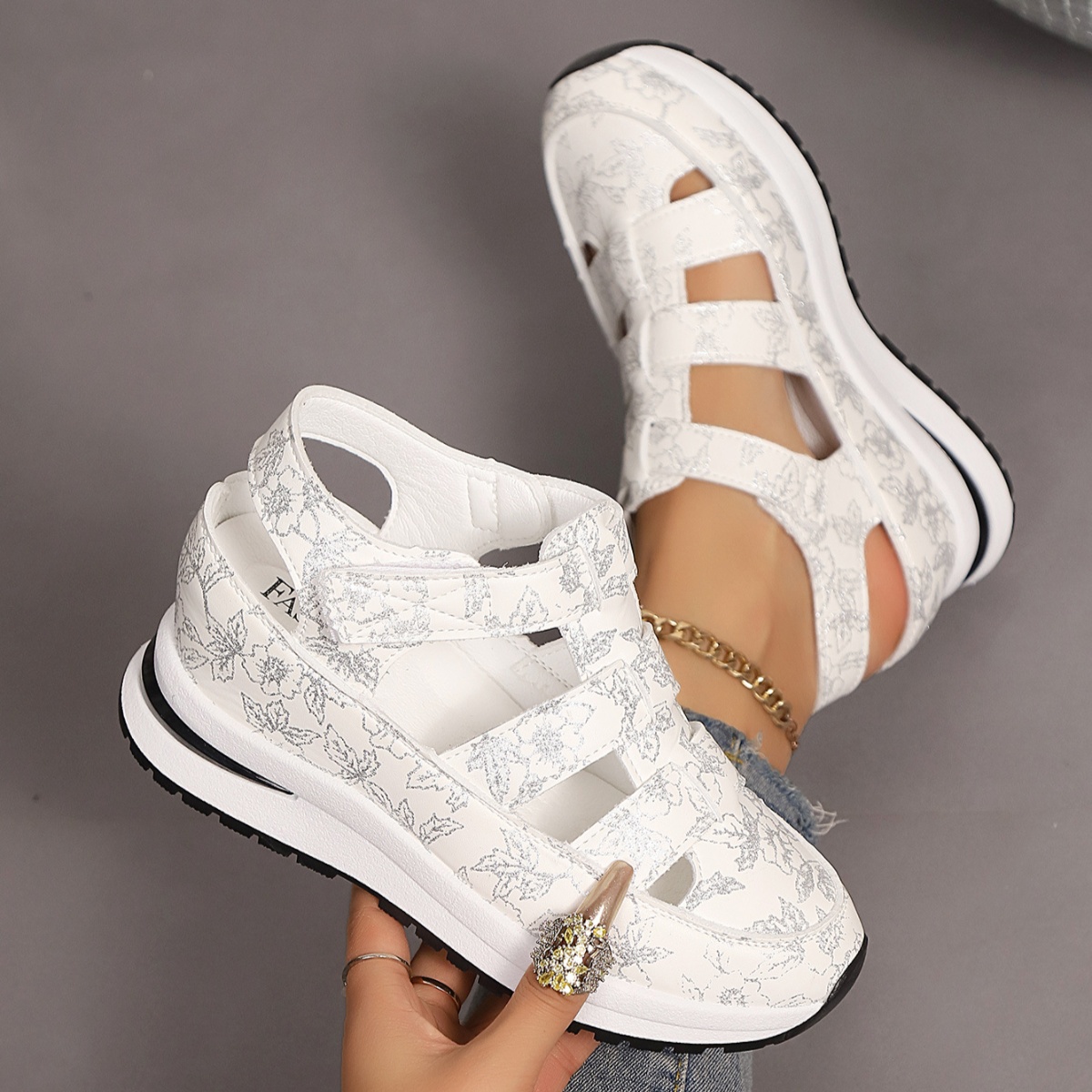 Cutout Wedge Sandals
