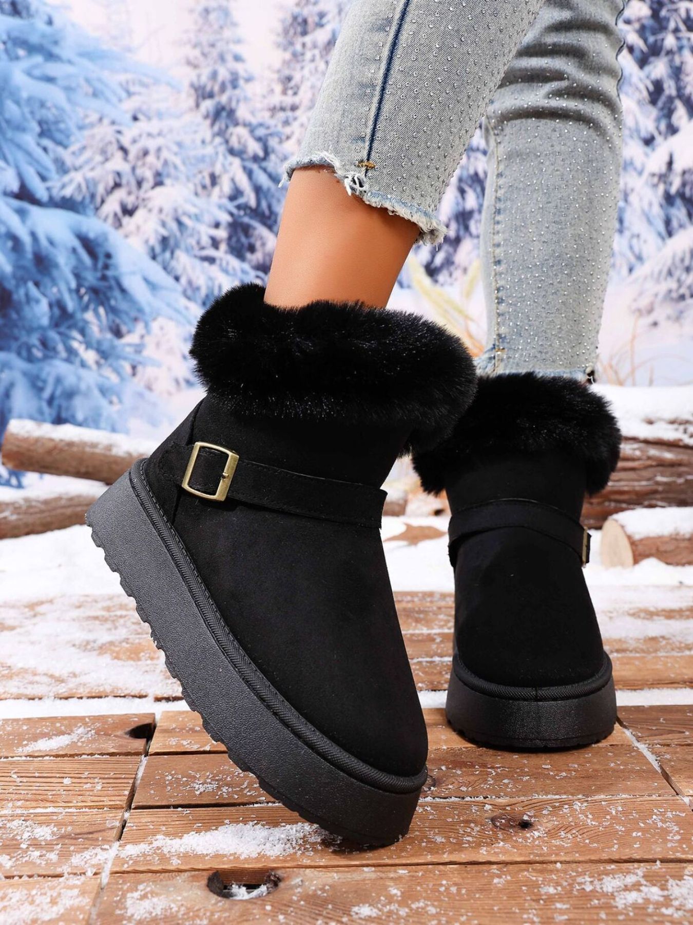 Round Toe Platform Boots