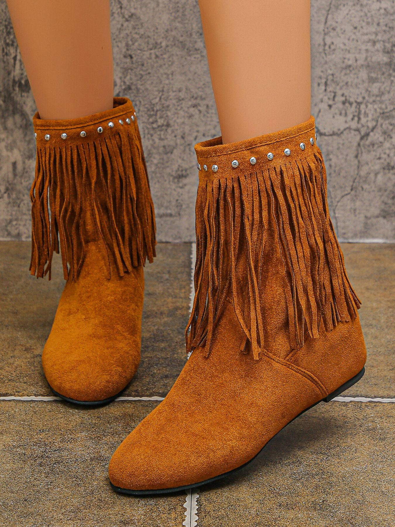 Fringe Boots with Studded Details