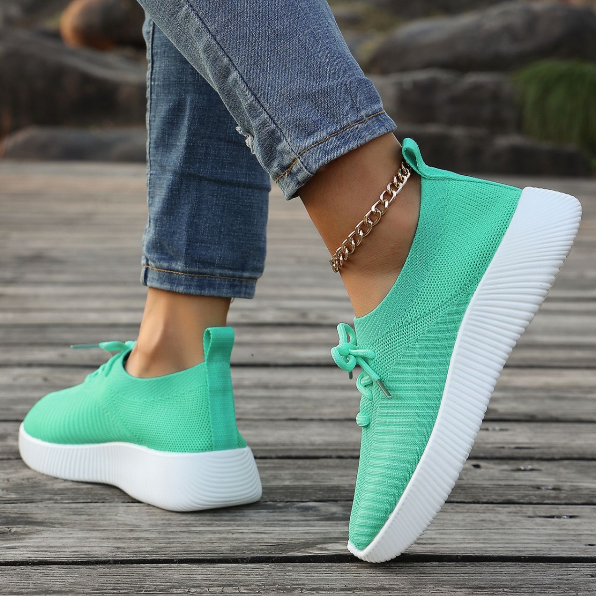 Round Toe Lace Up Sneakers
