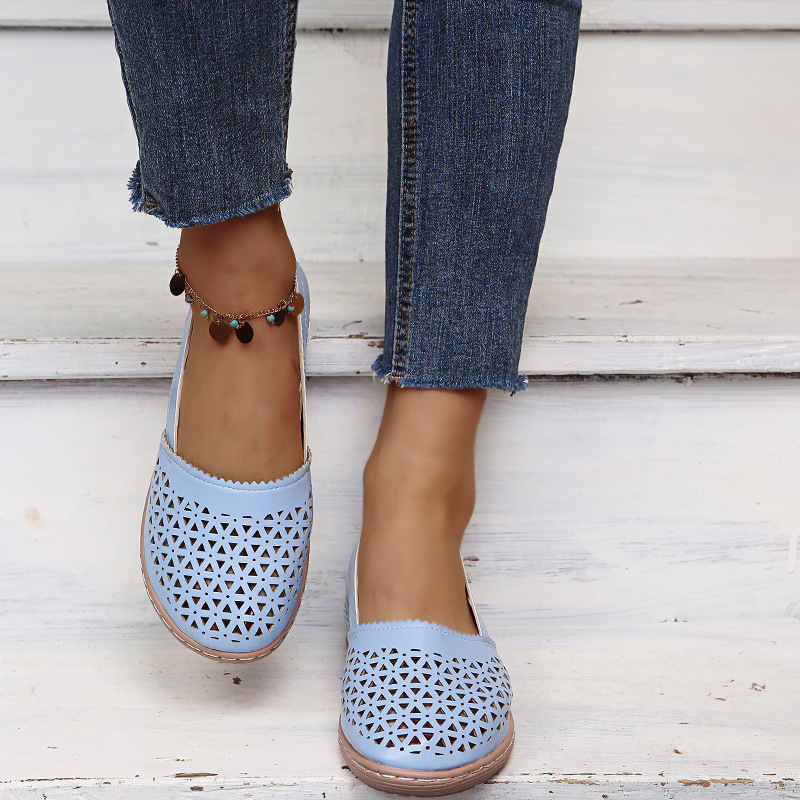 Cutout Round Toe Slip-Ons