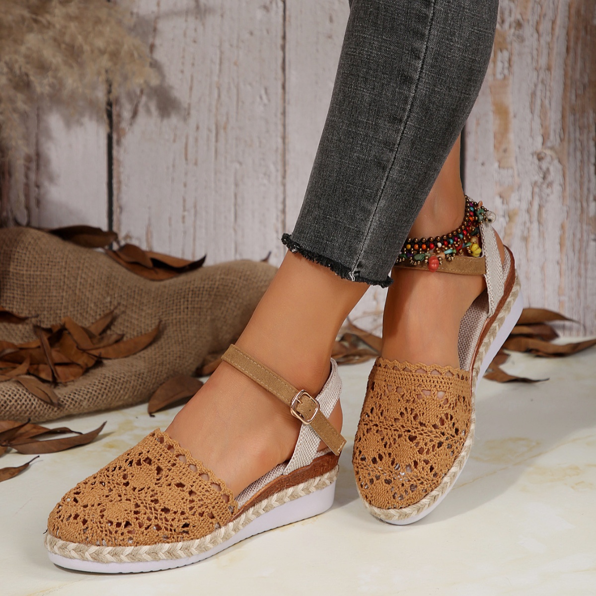 Round Toe Wedge Sandals